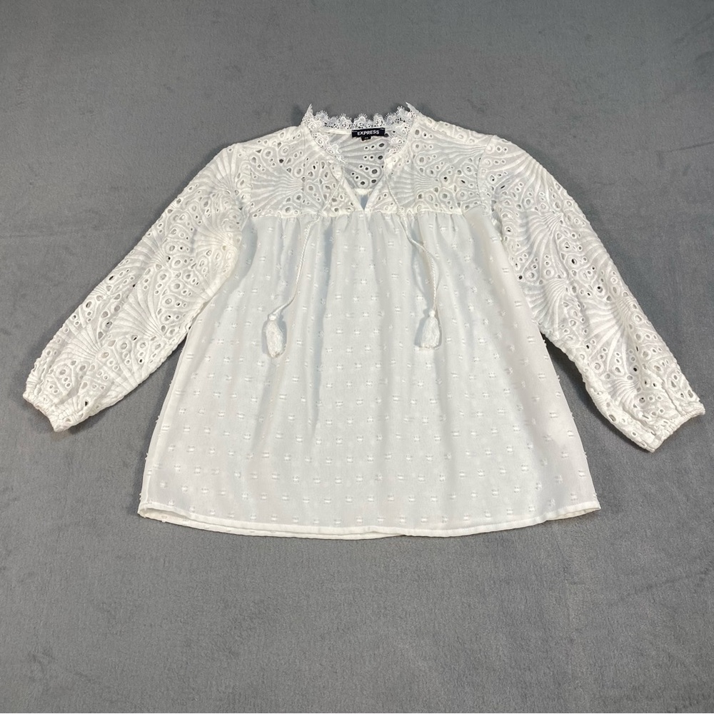 Express White Eyelet Peasant Blouse